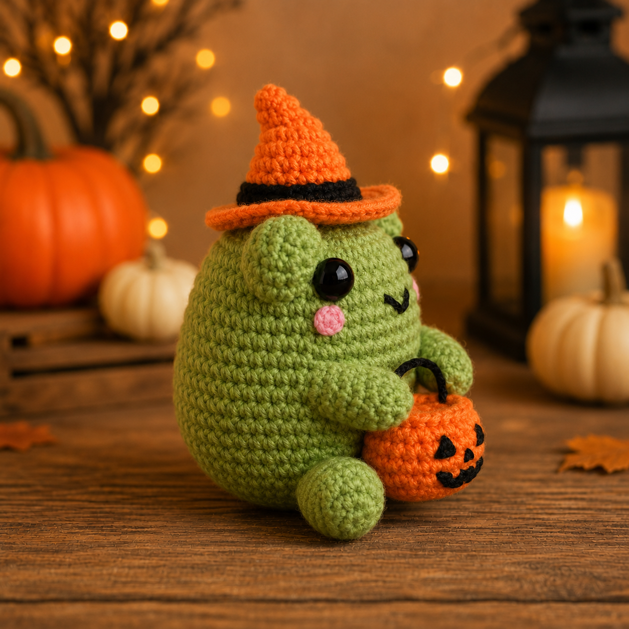 Spooky-Cute Crochet Witch Frog Plushie | Handmade Amigurumi Halloween Stuffed Animal
