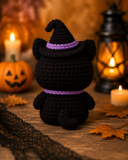 Spooky-Cute Crochet Witch Cat Plushie | Handmade Amigurumi Halloween Stuffed Animal