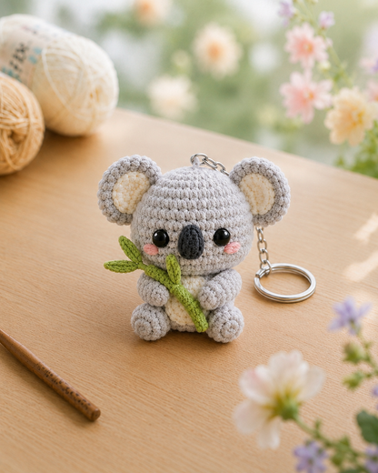 Handmade Crochet Koala Keychain | Adorable Australian Animal Bag Charm & Keyring