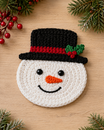 Festive Crochet Christmas Coasters Set | Handmade Amigurumi Tableware & Mug Mat