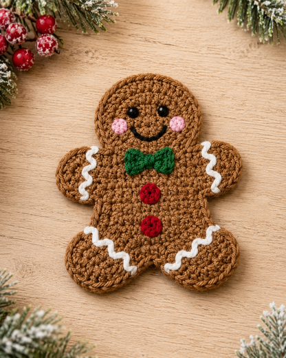 Festive Crochet Christmas Coasters Set | Handmade Amigurumi Tableware & Mug Mat