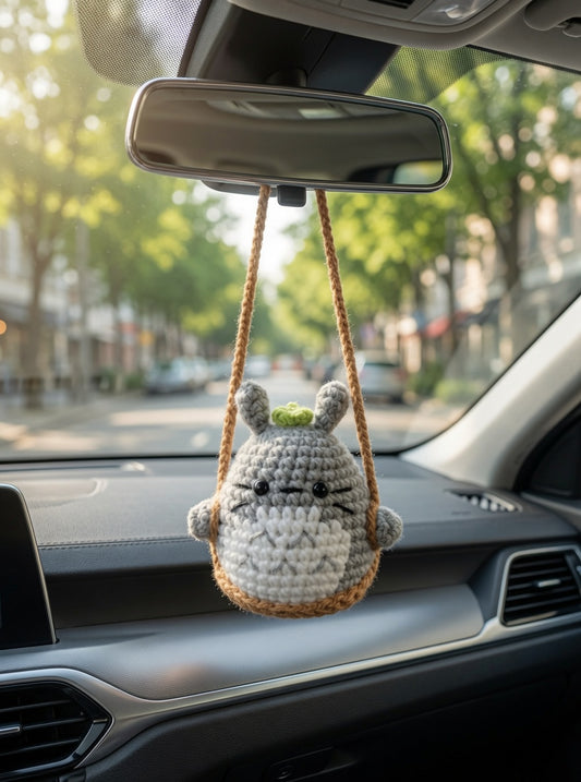 Cute Crochet Forest Spirit Car Charm | Anime-Inspired Rearview Mirror Accessory