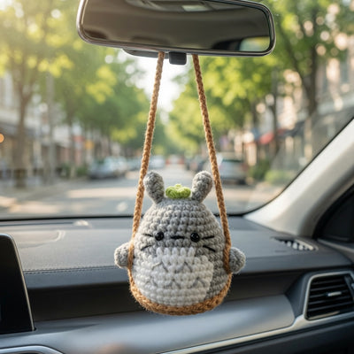 Cute Crochet Forest Spirit Car Charm | Anime-Inspired Rearview Mirror Accessory