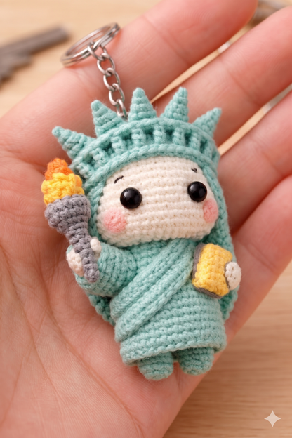 Crochet Statue of Liberty Keychain — Cute Handmade NYC Souvenir Bag Charm