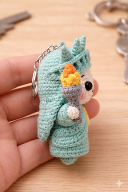 Crochet Statue of Liberty Keychain — Cute Handmade NYC Souvenir Bag Charm