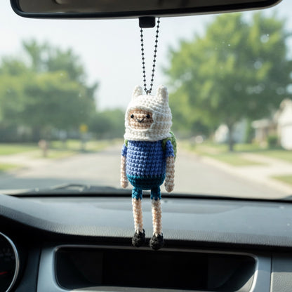 Crochet Finn and Jake Best Friends Duo Car Charm — Cute Cartoon Buddy Set, Handmade Mirror Hanger