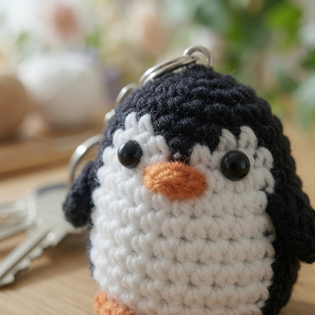 Adorable Crochet Penguin Keychain | Handmade Amigurumi Animal Bag Charm