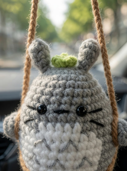 Cute Crochet Forest Spirit Car Charm | Anime-Inspired Rearview Mirror Accessory