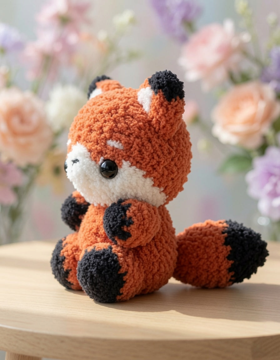 Fluffy Red Panda Crochet Plushie | Velvet Amigurumi Stuffed Animal Toy