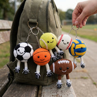 Crochet Sports Ball Keychain — Handmade Cute Ball Charm with Sneaker Legs
