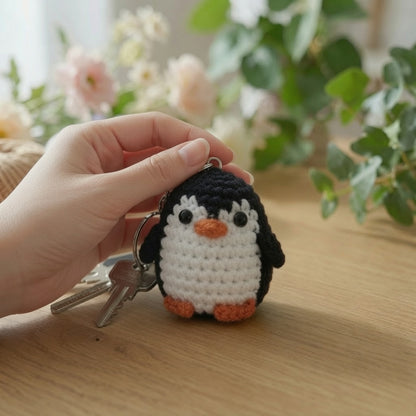Adorable Crochet Penguin Keychain | Handmade Amigurumi Animal Bag Charm