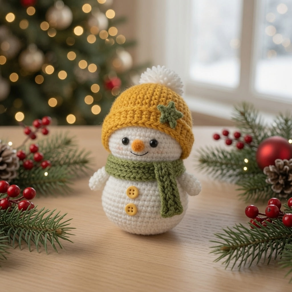 Handmade Crochet Snowman Ornament Set | Amigurumi Christmas Tree Decor Box