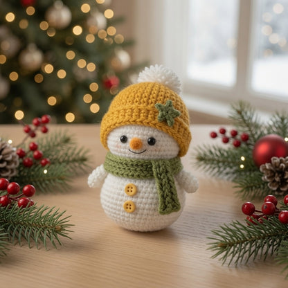 Handmade Crochet Snowman Ornament Set | Amigurumi Christmas Tree Decor Box