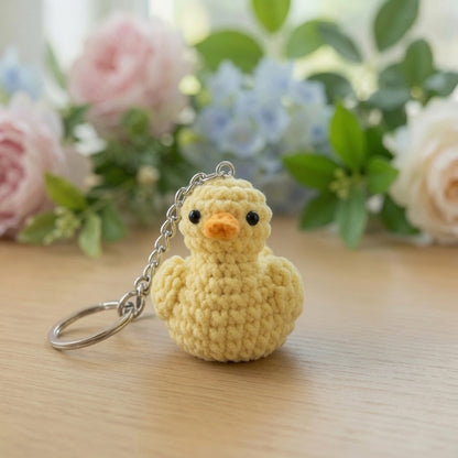 Cute Crochet Duck Keychain | Handmade Amigurumi Yellow Duckling Bag Charm