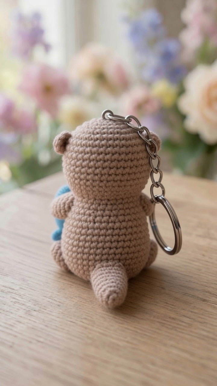 Cute Crochet Otter with Fish Keychain | Handmade Amigurumi Animal Bag Charm