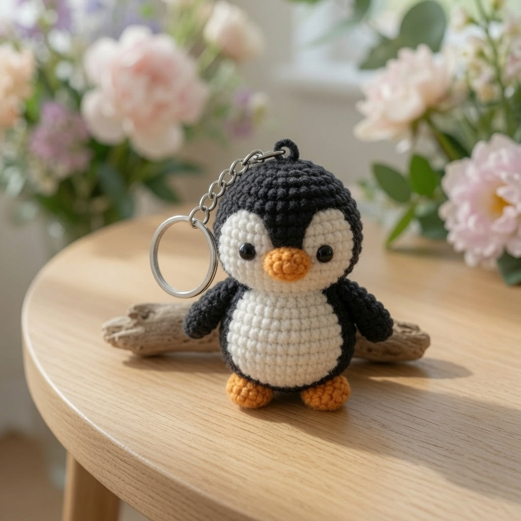 Adorable Crochet Penguin Keychain | Handmade Amigurumi Winter Bag Charm