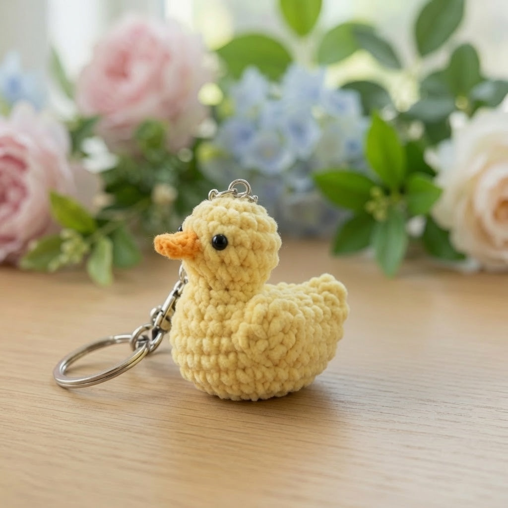 Cute Crochet Duck Keychain | Handmade Amigurumi Yellow Duckling Bag Charm