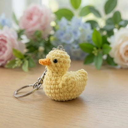 Cute Crochet Duck Keychain | Handmade Amigurumi Yellow Duckling Bag Charm