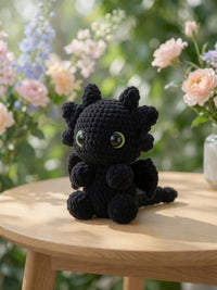 Fluffy Night & Light Dragon Plush Set | Velvet Amigurumi Couple Dragons