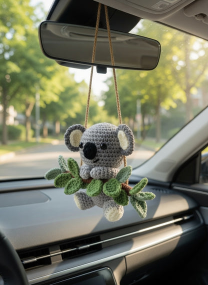 Handmade Amigurumi Koala Bear Car Hanger | Cute Auto Decor Gift for Plant Lovers