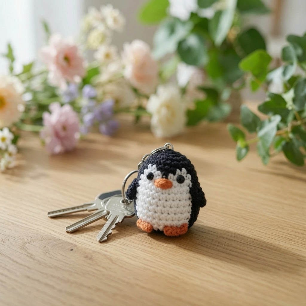 Adorable Crochet Penguin Keychain | Handmade Amigurumi Animal Bag Charm