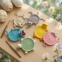 Funny Squashed Animal Crochet Coasters | Flattened Amigurumi Mug Rugs
