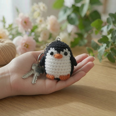 Adorable Crochet Penguin Keychain | Handmade Amigurumi Animal Bag Charm