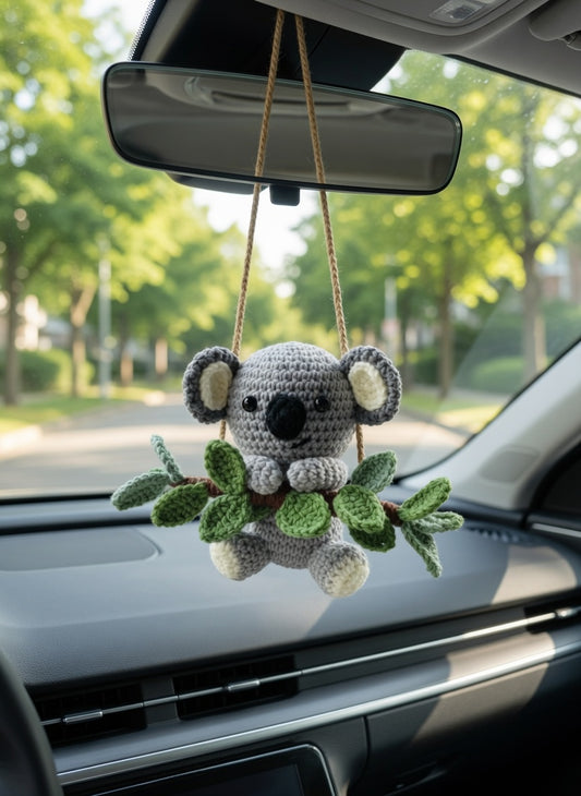 Handmade Amigurumi Koala Bear Car Hanger | Cute Auto Decor Gift for Plant Lovers