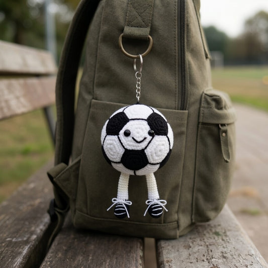 Crochet Sports Ball Keychain — Handmade Cute Ball Charm with Sneaker Legs