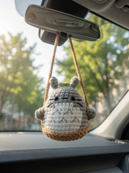 Cute Crochet Forest Spirit Car Charm | Anime-Inspired Rearview Mirror Accessory