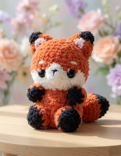 Fluffy Red Panda Crochet Plushie | Velvet Amigurumi Stuffed Animal Toy