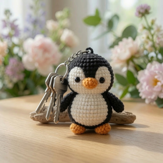 Adorable Crochet Penguin Keychain | Handmade Amigurumi Winter Bag Charm