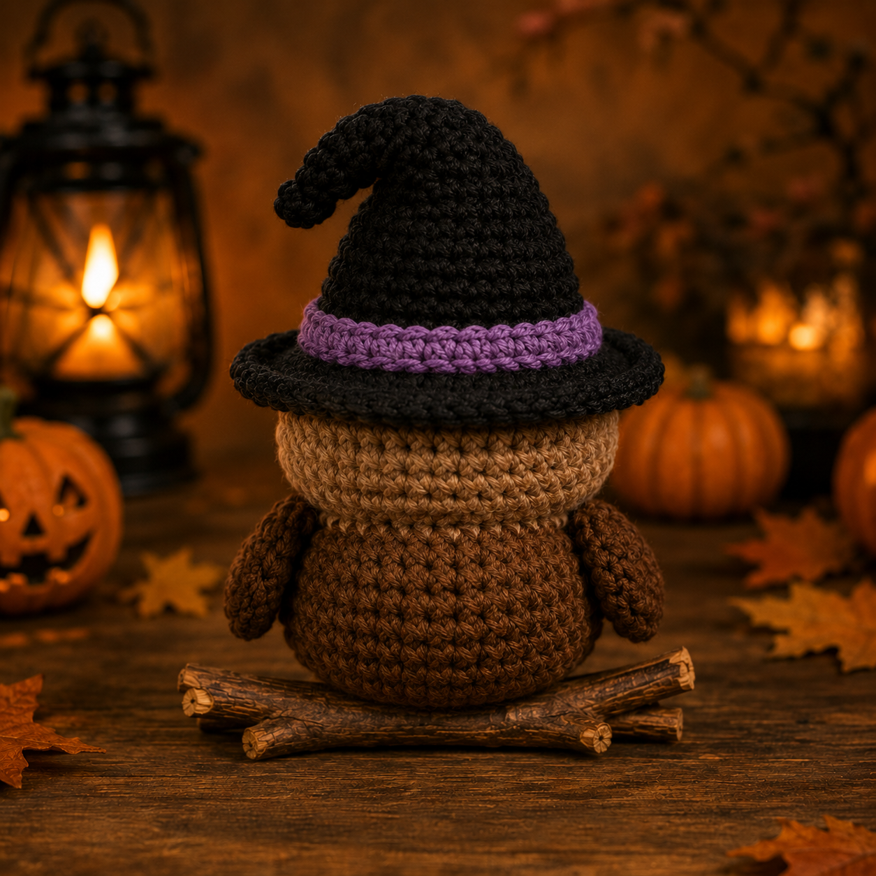 Spooky-Cute Crochet Witch Owl Plushie | Handmade Amigurumi Halloween Stuffed Animal