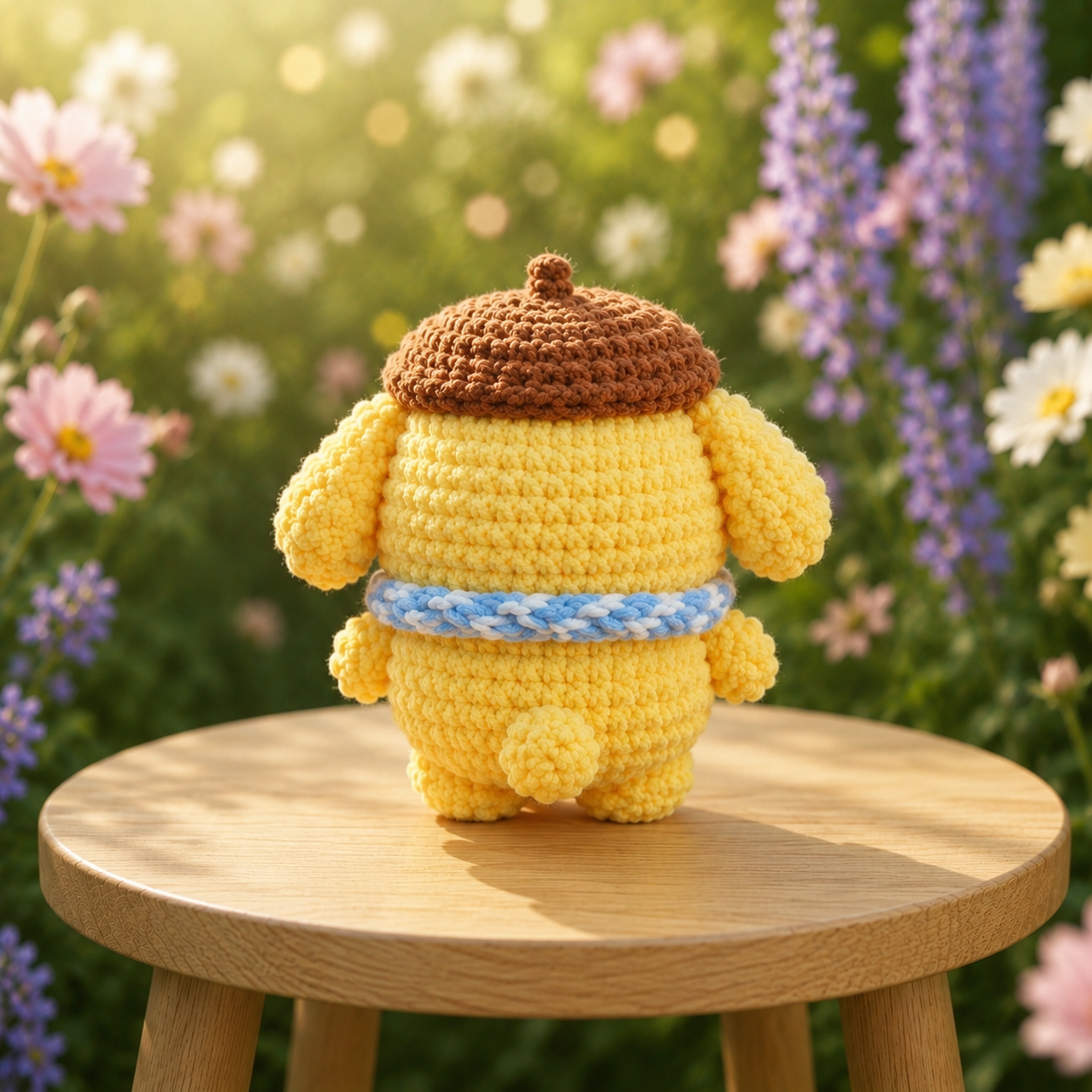 Cute Crochet Beret Puppy Keychain | Handmade Amigurumi Yellow Dog Bag Charm