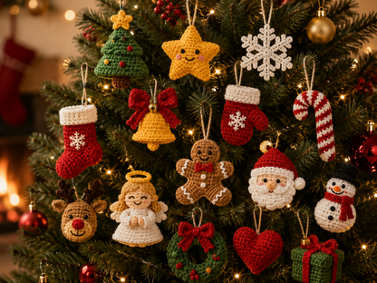 Ultimate Festive Crochet Christmas Tree Ornaments Set | Handmade Amigurumi Holiday Hanging Decorations