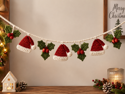 Festive Crochet Christmas Tree & Star Garland | Handmade Amigurumi Holiday Mantle Decor Bunting