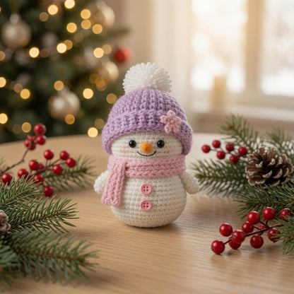 Handmade Crochet Snowman Ornament Set | Amigurumi Christmas Tree Decor Box