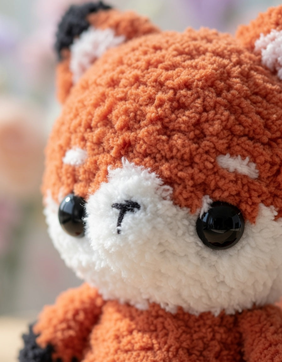 Fluffy Red Panda Crochet Plushie | Velvet Amigurumi Stuffed Animal Toy