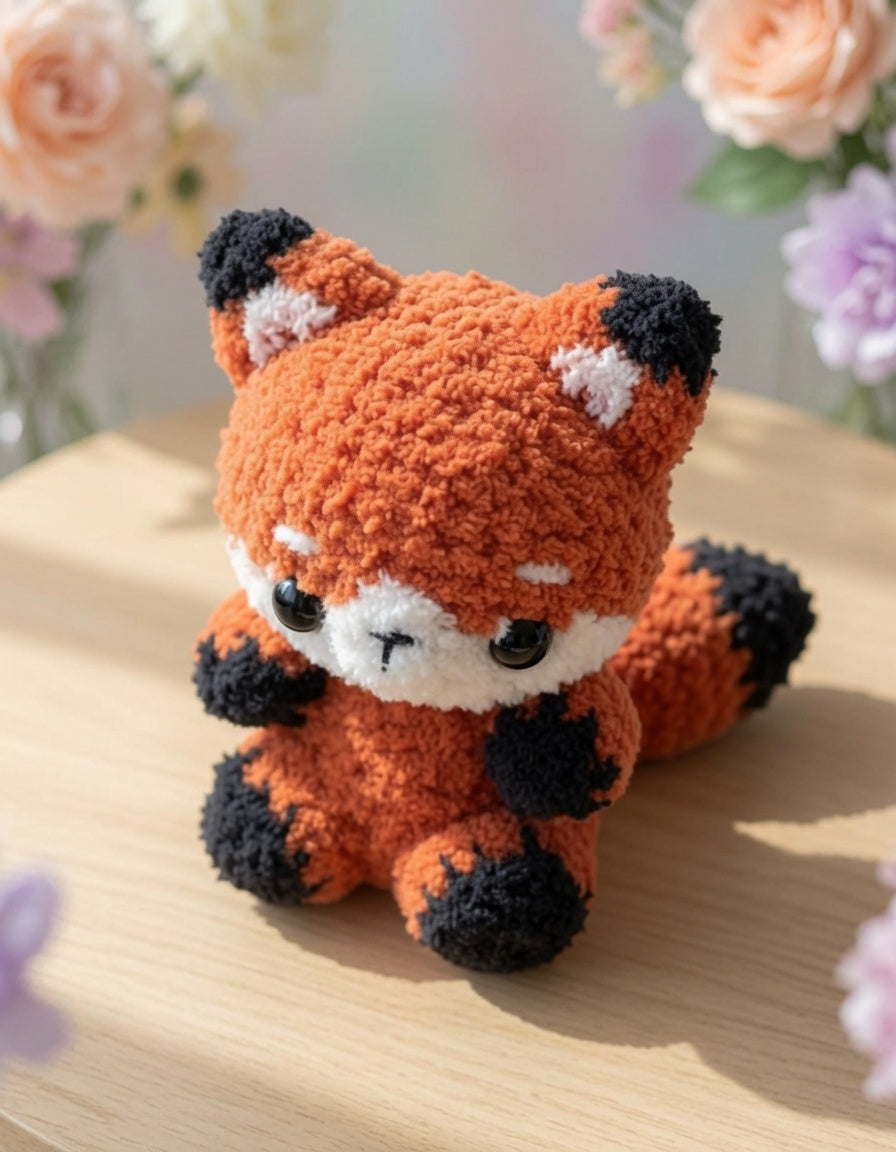 Fluffy Red Panda Crochet Plushie | Velvet Amigurumi Stuffed Animal Toy