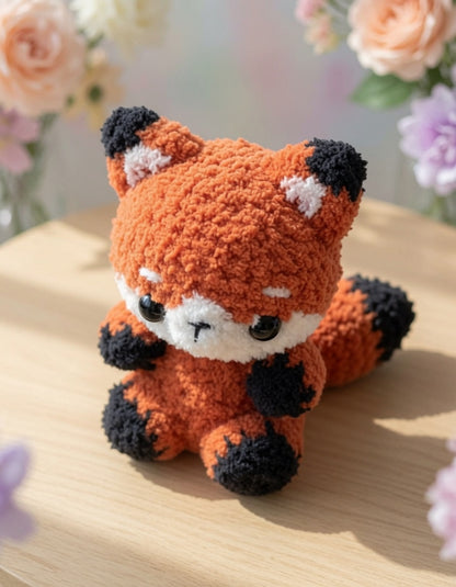 Fluffy Red Panda Crochet Plushie | Velvet Amigurumi Stuffed Animal Toy