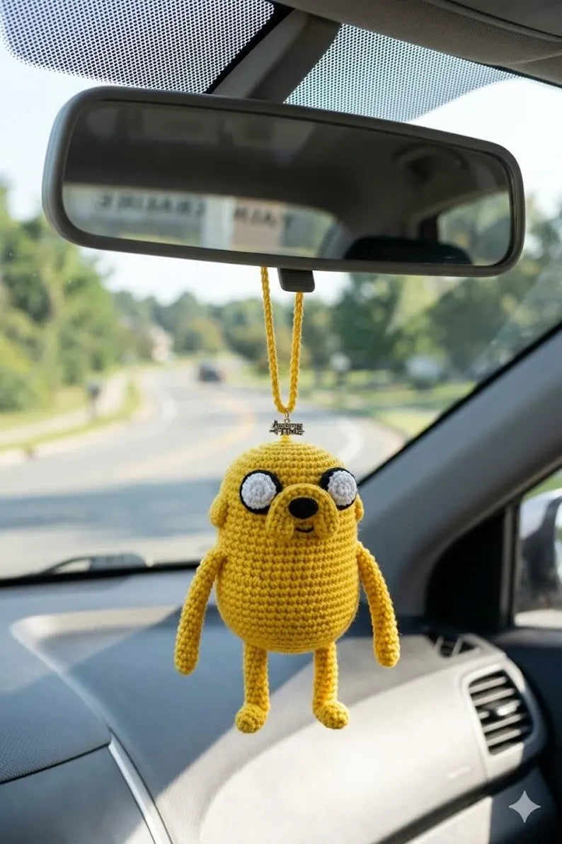 Crochet Finn and Jake Best Friends Duo Car Charm — Cute Cartoon Buddy Set, Handmade Mirror Hanger