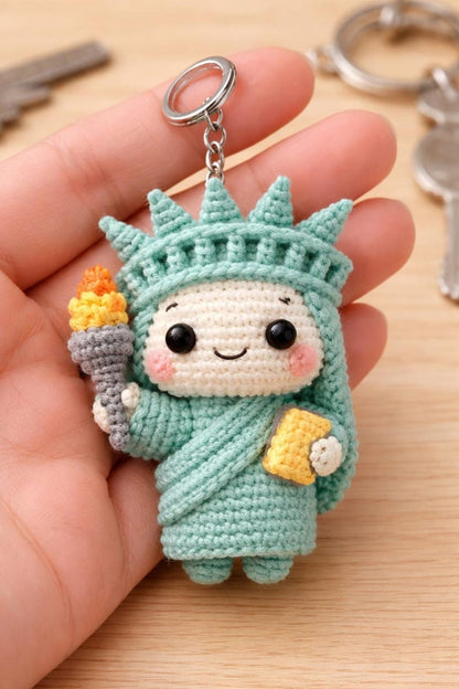 Crochet Statue of Liberty Keychain — Cute Handmade NYC Souvenir Bag Charm