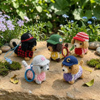 Crochet Dachshund Dog Keychain — Handmade Puppy Bag Charm with Hat & Sweater