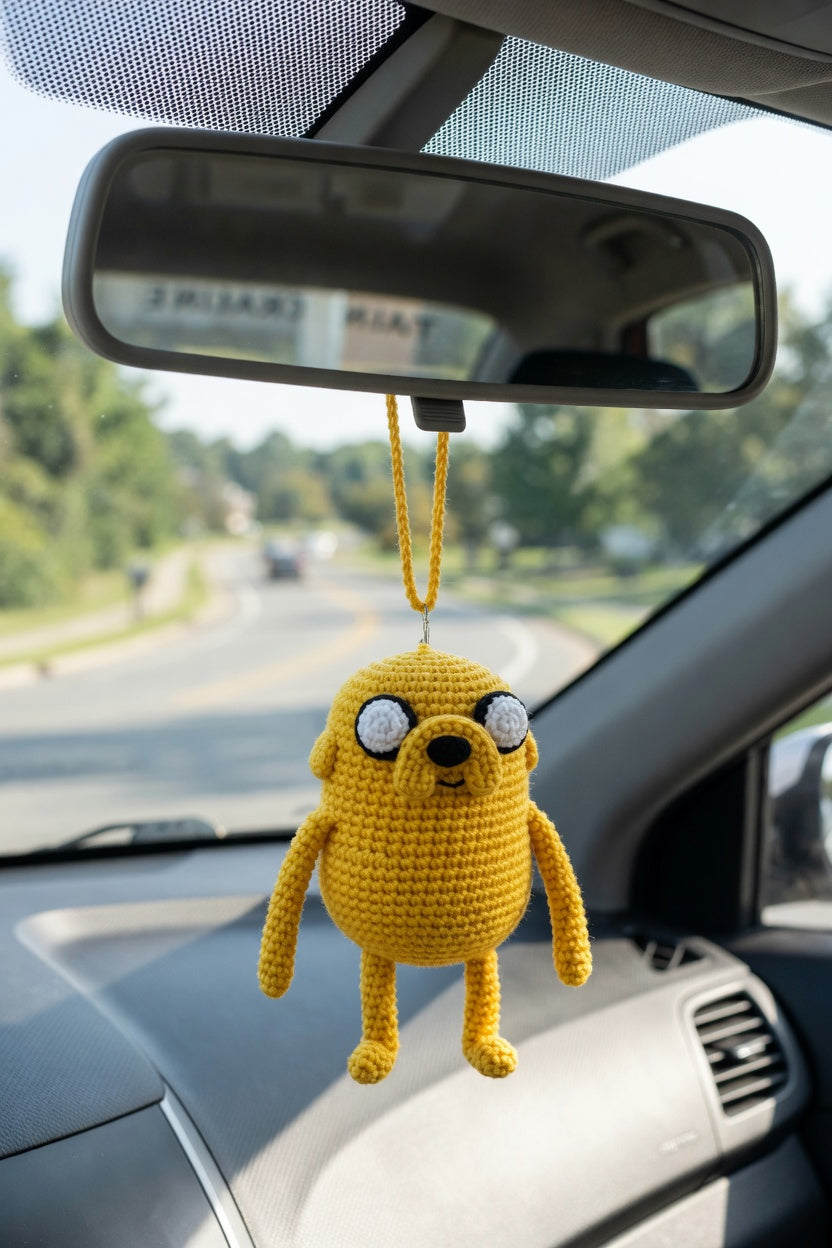 Crochet Finn and Jake Best Friends Duo Car Charm — Cute Cartoon Buddy Set, Handmade Mirror Hanger