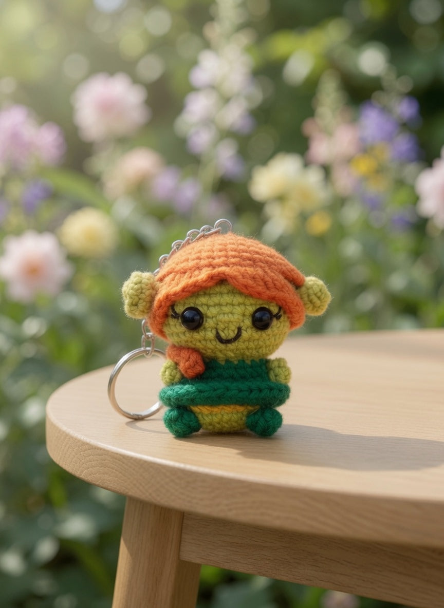 Cute Green Swamp Ogre Couple Keychains | Handmade Fairytale Amigurumi Charms