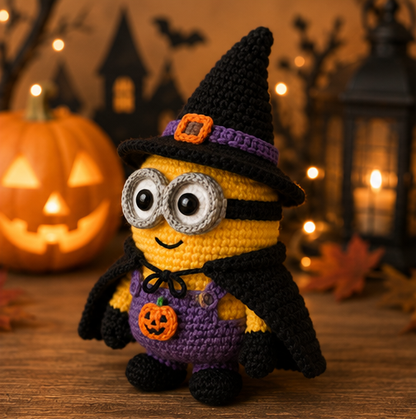 Spooky-Cute Crochet Yellow Henchman Plushie | Handmade Amigurumi Halloween Stuffed Toy