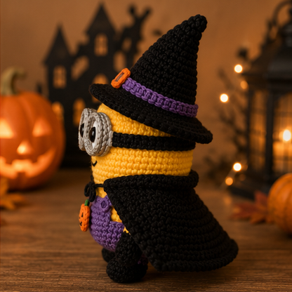 Spooky-Cute Crochet Yellow Henchman Plushie | Handmade Amigurumi Halloween Stuffed Toy