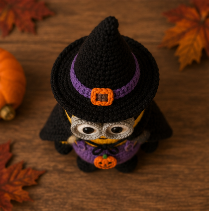 Spooky-Cute Crochet Yellow Henchman Plushie | Handmade Amigurumi Halloween Stuffed Toy
