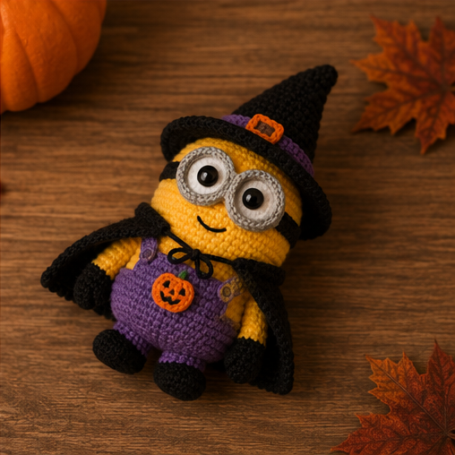 Spooky-Cute Crochet Yellow Henchman Plushie | Handmade Amigurumi Halloween Stuffed Toy