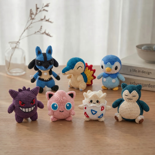 Crochet Mini Monster Set — Cute Collectible Creature Figures, Handmade Kawaii Critter Gift